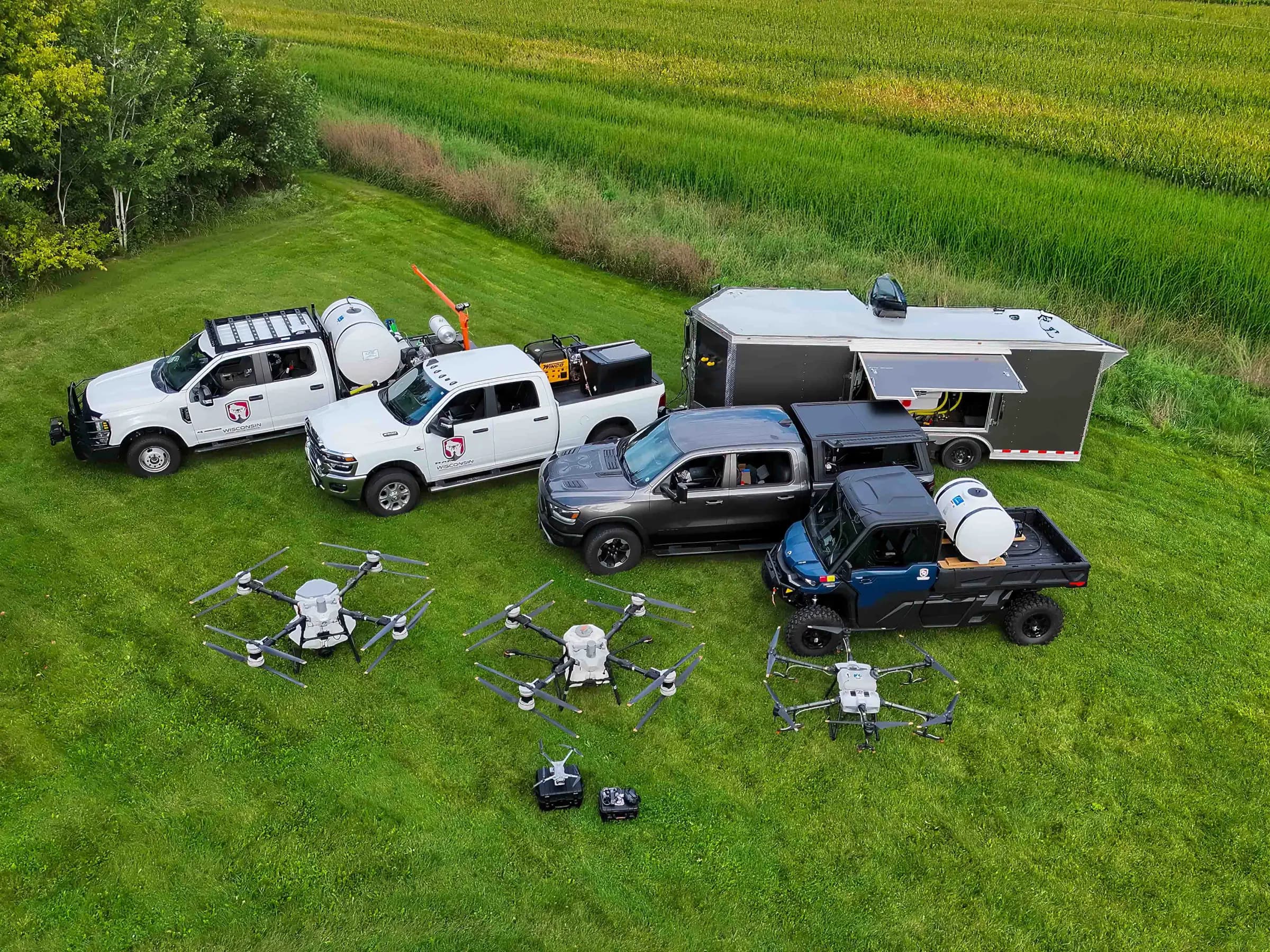Wisconsin Aerial owners and drone equipment photographed from the air