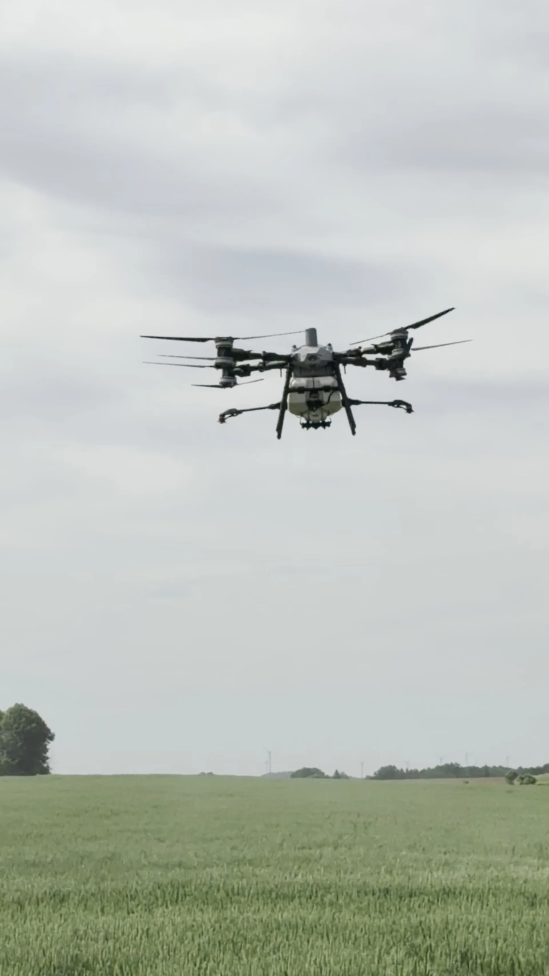Wisconsin Aerial agriculture drone approaching a field